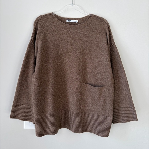 Zara Sweaters - Zara Brown Oversized Knit Marl Sweater